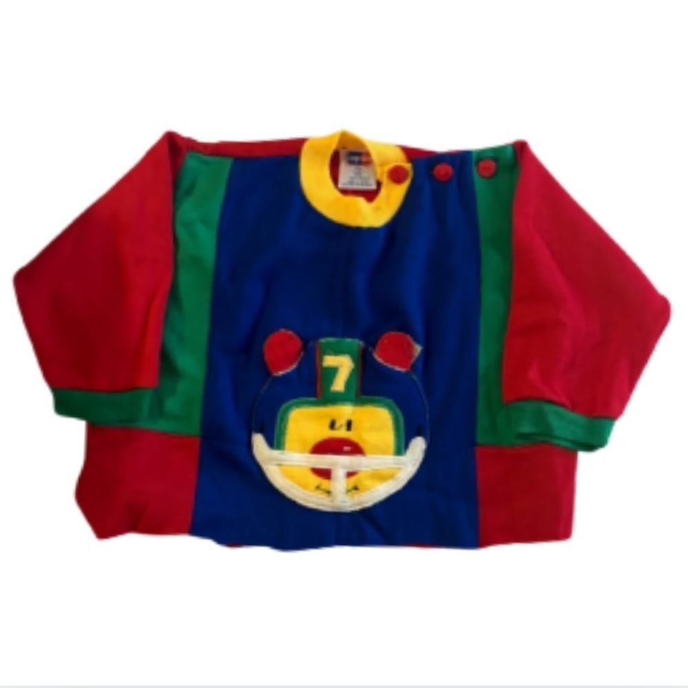 Vintage Kids Popsicle Primary Colors Football Cropped Sweatshirt Size 18 Months